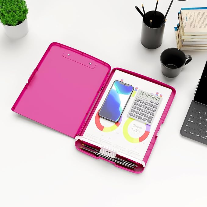 Hongri Clipboard with Storage with Pen Holder, Folder Nursing Clip Board 8.5 x 11 Foilo-Side Opening, High Capacity, Light Weight for Teachers, Classroom. Size 14 x 9.6 x 1.2 in(Red)