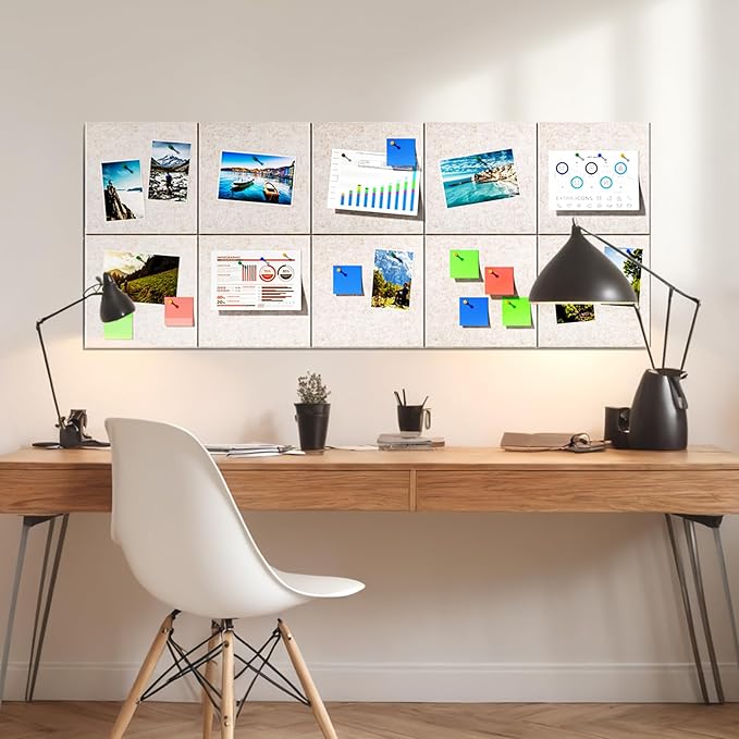 MaxGear Large Cork Board for Wall 48" x 36" Light Tan Bulletin Board, 12 Pack Felt Wall Tiles with Pushpins, Cork Boards for Office Pin Board Tack Board for Photo Meno Decor