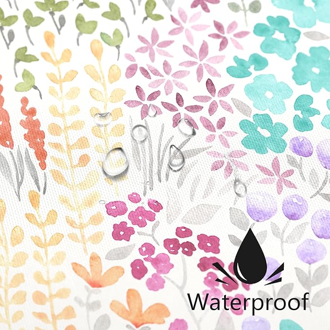 Long Shower Curtain 72 x 78 Inch, Teal Blue Tall Cute Floral Shower Curtain for Bathroom, Turquoise Wildflower Boho Cottagecore Fabric Shower Curtain Set with Hooks