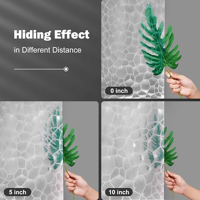 UFRIDAY Clear Shower Curtain Liner 72 x75 inches,3D EVA Long Shower Curtain Plastic Shower Curtain for Bathroom with 12 Rustproof Metal Grommets 3 Magnets for Shower Stall, Bathtubs