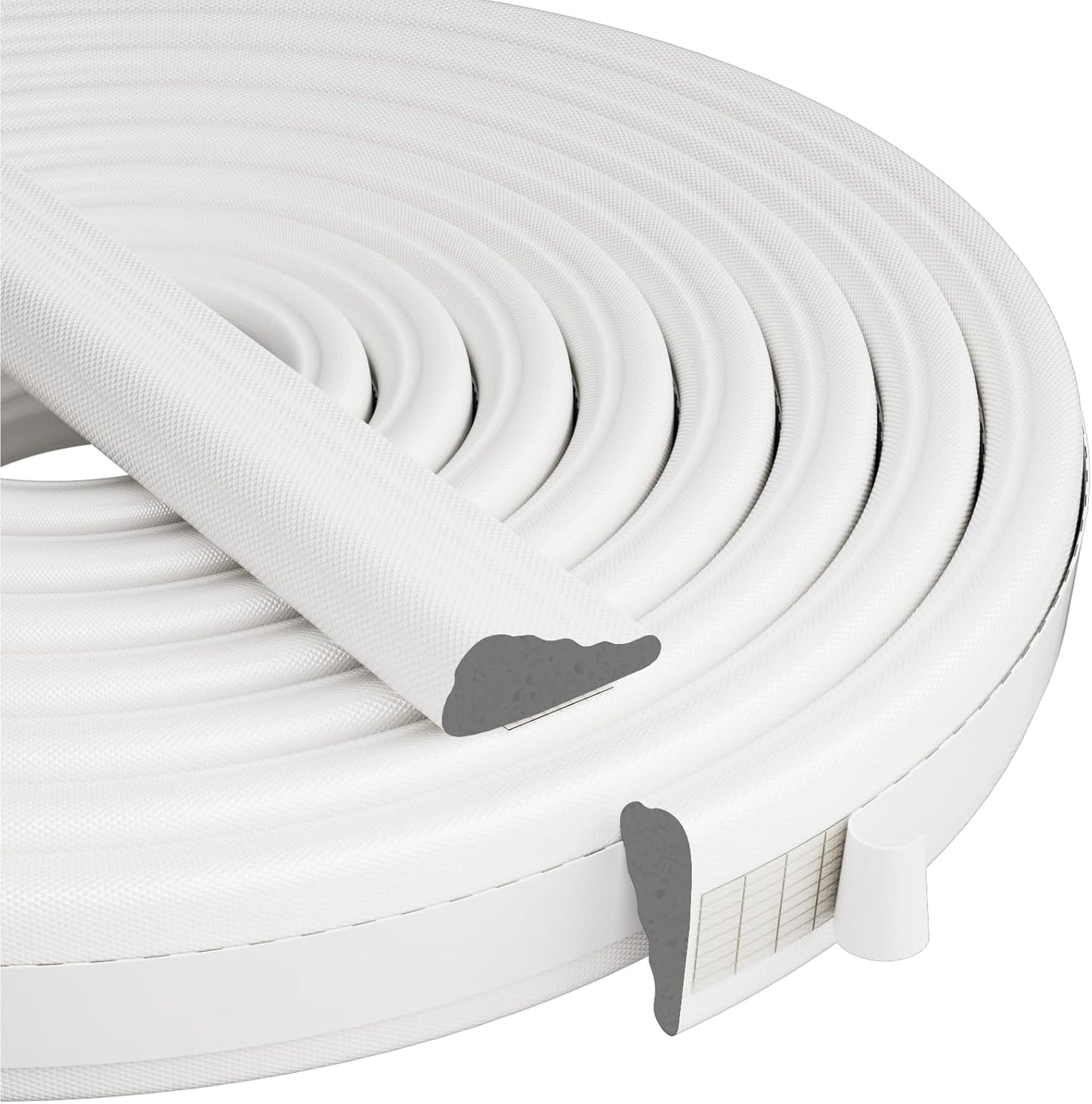 Wedge-Shape Window Weather Stripping Door Frame Seal Strip 2Pcs×196" White,Upgrade Black Foam,Soundproofing,Draft Stopper,Winter Insulation,Noise Blocker, Gap Filler for Exterior Front Door Side