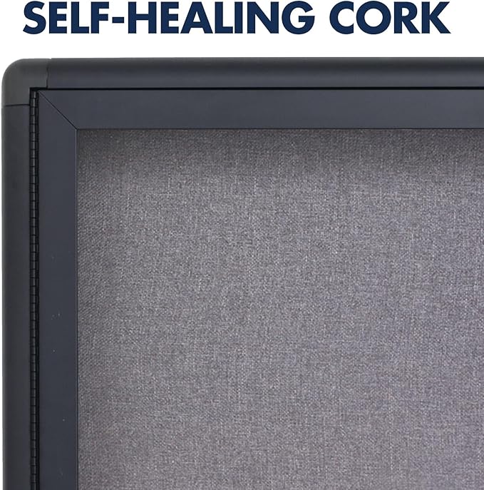Quartet Bulletin Board, 6' x 4' Enclosed Fabric Notice Board, Lockable Swing Doors, Graphite Frame (2367L)