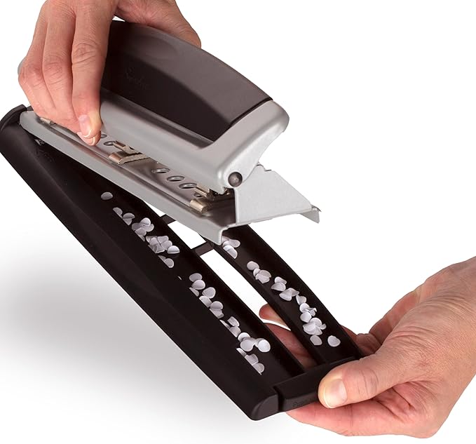 Swingline 3 Hole Punch, 10 Sheet Capacity Three Hole Puncher 3 Ring, Adjustable 2-3 Hole Paper Punch, Precision Pro, Black & Silver (74037)