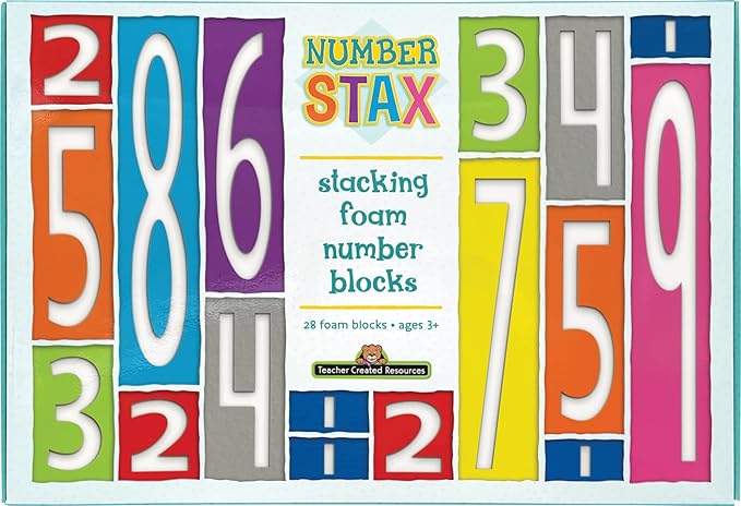 Teacher Created Resources Number STAX - Stacking Foam Number Blocks (TCR20123),28 Pieces,4+