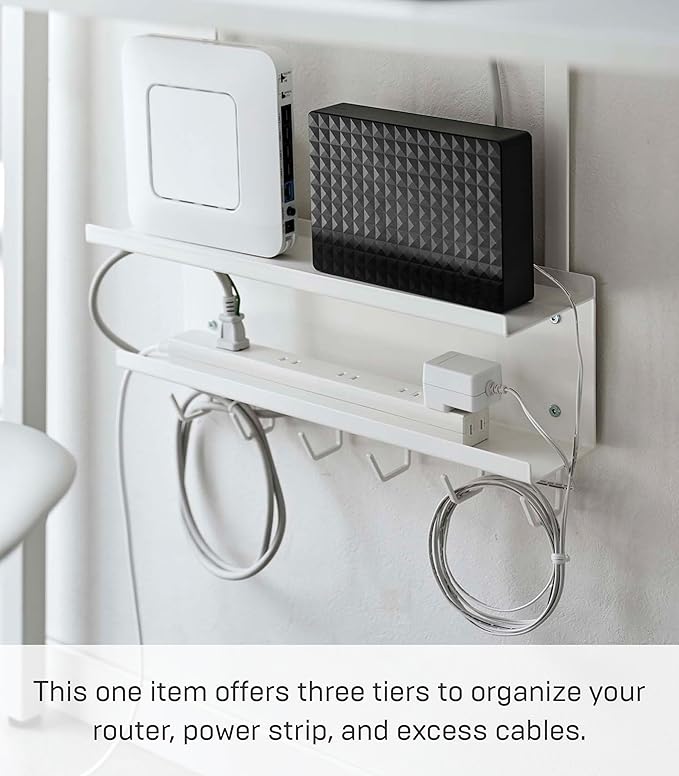 Yamazaki Home Smart Under-Desk Cable & Router Storage Rack Organizer Rack for Minamlist Office - Steel