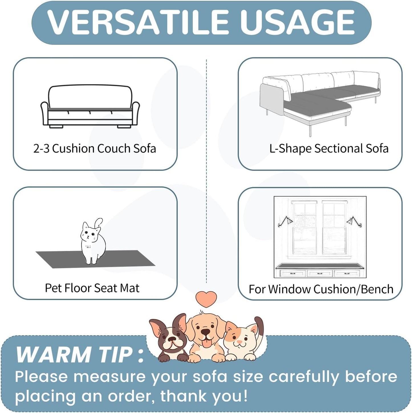 OTOB Couch Covers for 3 Cushion Sofa Pet Friendly, Plush Fuzzy Non Slip Sofa Covers Washable, Soft All Seasons Sofa Slipcovers Furniture Protector Dog Bed Mat (Dark Gray, 27.6" x 82.7")
