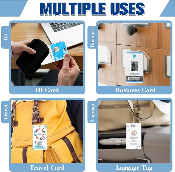 200 Pieces 10 Mil 2 1/2" x 4 1/4" Luggage Tag Laminating Pouches with Slot Hole Thermal Laminate Pouch Tags Kit Resealable for Work Permits Pass Cards Student ID Cards