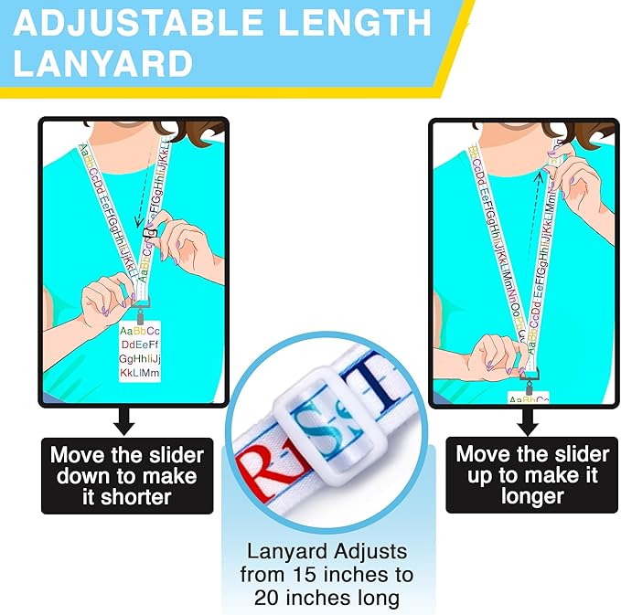 EASTEX Teacher Lanyard Keychain - ABC Alphabet Badge Lanyard for Keys Whistle - ID Card Holder Keychain - Math Periodic Table