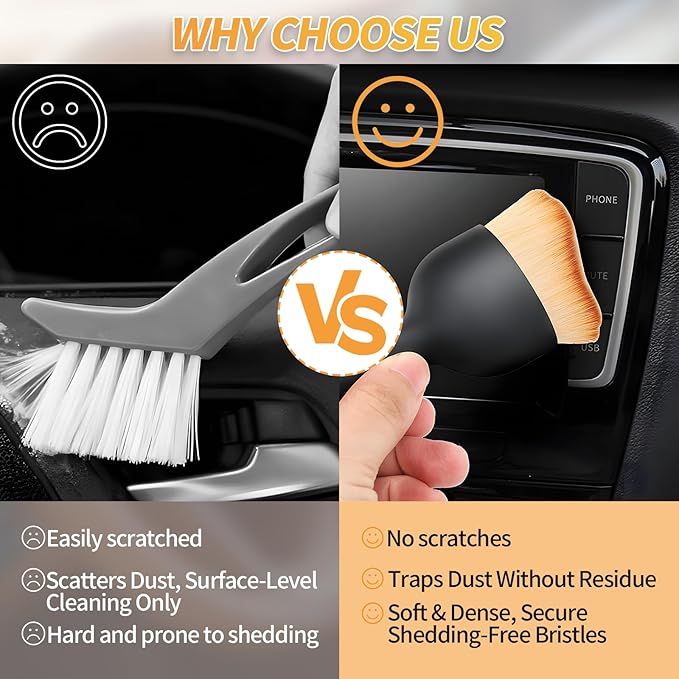 2PCS Car Interior Dust Brush,Soft Microfiber Bristles, Car Detailing Brush Cleaning Brush, Dust Brush Car Interior Cleaning Tool for Car Vents, Dashboards, and Home Use