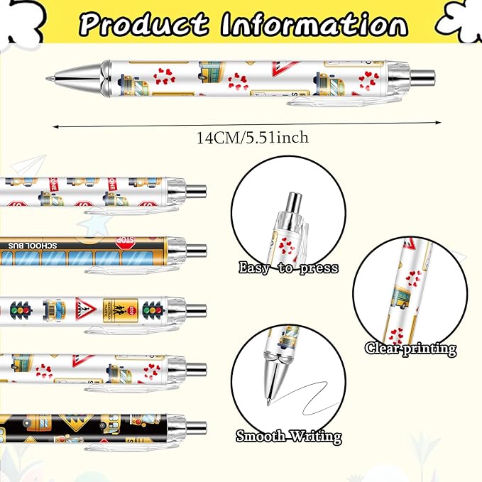 10 PCS School Bus Pens Bulk, Bus Driver Appreciation Gifts Pens Accessories Teachers Pen Thank You Work Ballpoint Pens Thanksgiving Christmas Gifts for Men Women Office Supplies (Bus Driver)