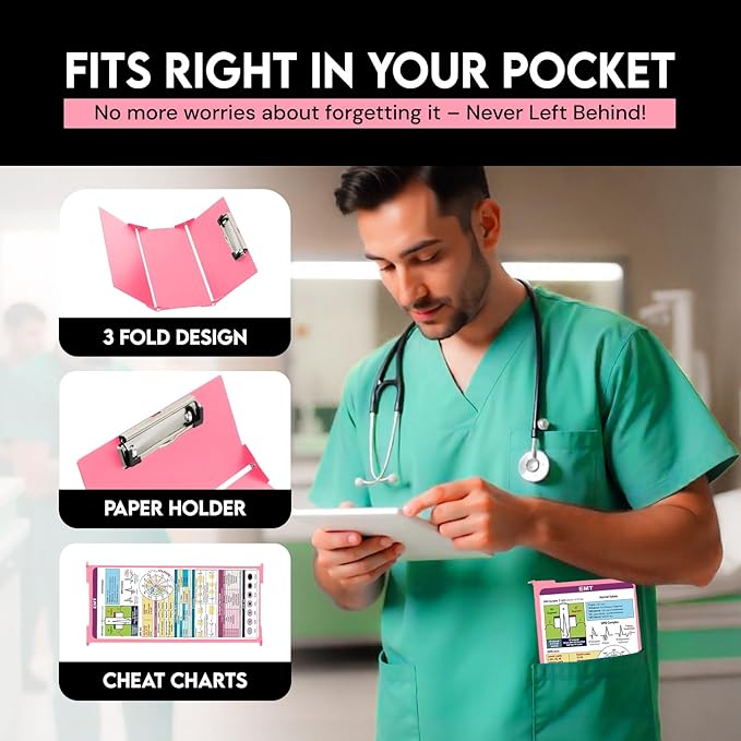 Nursing Clipboard EMT Edition - 3 Layers Aluminum Foldable Nurse Clipboard Nursing Student Essentials - Foldable Clipb oard Nursing Trifold Nursing School Essentials