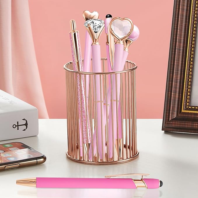 Pink Pens for Women, 6 Pcs Cute Pens Ballpoint Pen Bulk, 1.0mm Medium Point Black Ink, Office and School Supplies Fancy Nice Pen Gifts for Girls Nurse Teacher (Pink)