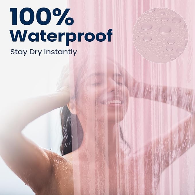 downluxe Pink Shower Curtain Liner, PEVA Lightweight Plastic Shower Liner with 3 Magnets, 72" x 72" Waterproof Bathroom Curtain