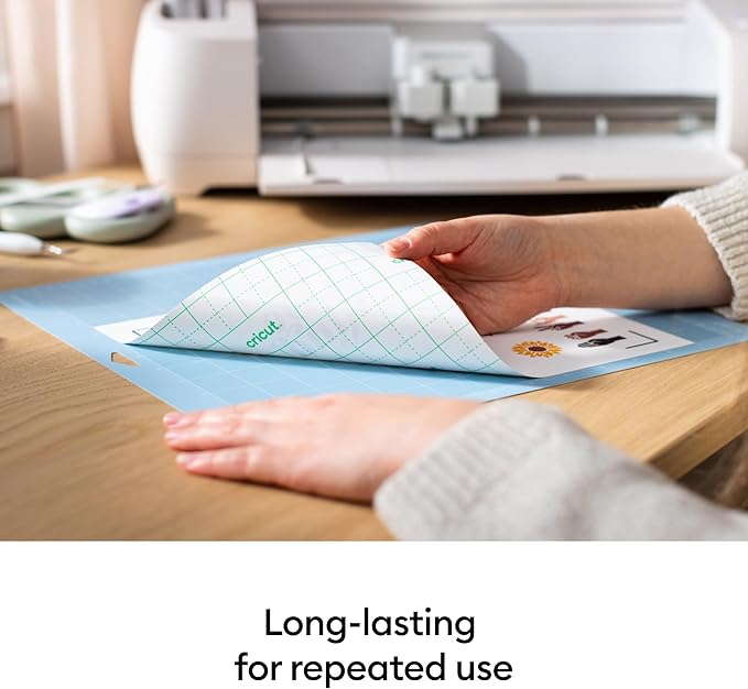 Cricut LightGrip Cutting Mats 12in x 12in, Reusable Cutting Mats for Crafts with Protective Film, Use with Printer Paper, Vellum, Light Cardstock & More for Explore & Maker (3 Count)