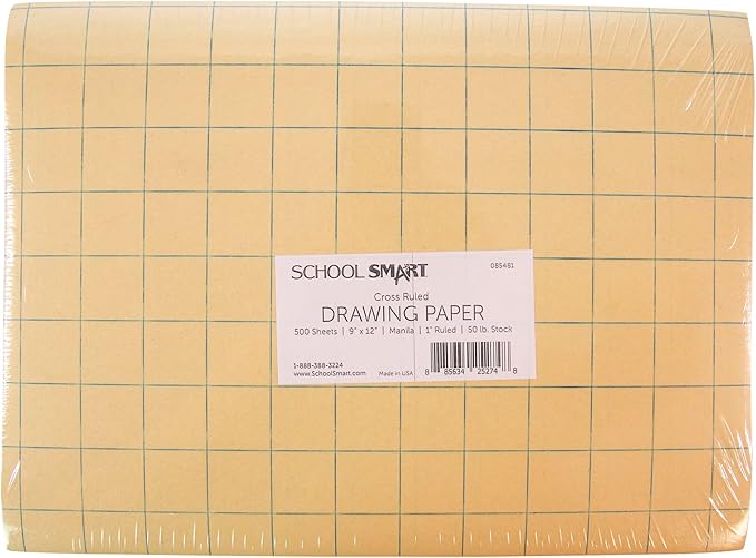 School Smart Graph Paper, 1 Inch Rule, 9 x 12 Inches, Manila, Pack of 500 - 085481