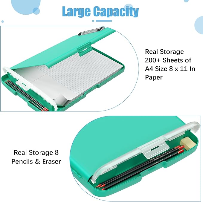 Hongri Clipboard with Storage with Pen Holder, Folder Nursing Clip Board 8.5 x 11 Foilo-Side Opening, High Capacity, Light Weight for Teachers, Classroom. Size 14 x 9.6 x 1.2 in(Green)