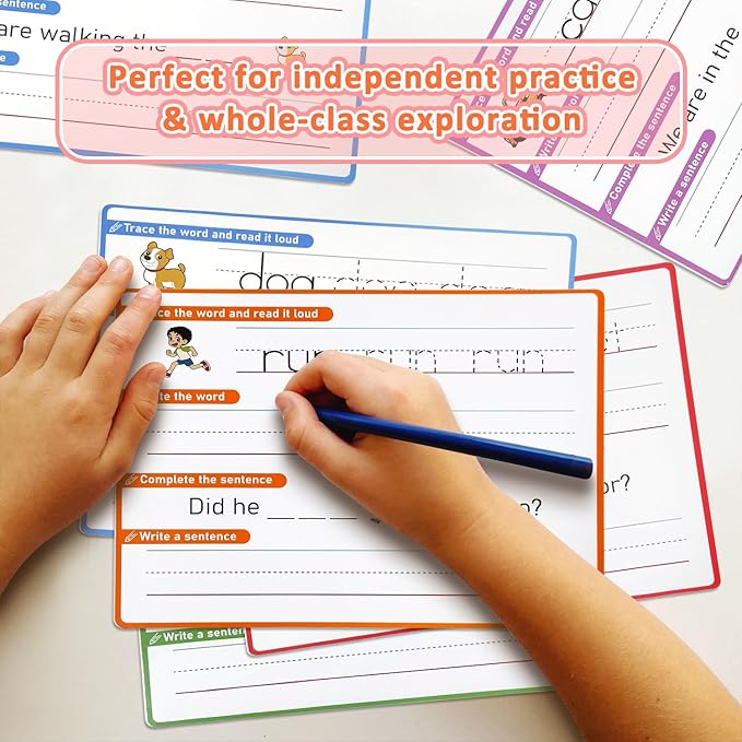 CVC Word Games & Sentence Building for Kids - Handwriting Practice, Phonics Flash Cards, Sight Word Tracing for Pre-K, Kindergarten & Homeschool Learning Activities