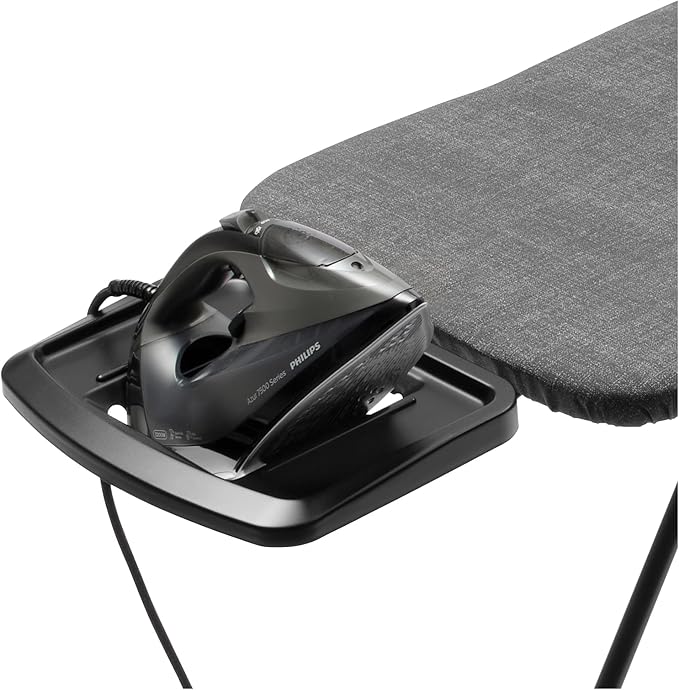Brabantia - Ironing Board C - Flexible Steam Iron Rest - Adjustable in Height - Non-Slip Rubber Feet - Cover and Pad - Solid Foldable Unit - Denim Black - 49x18 Inches