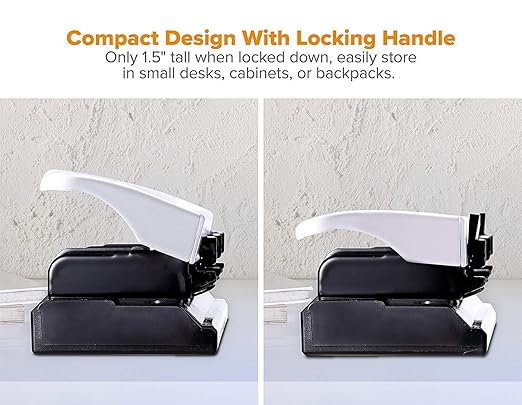 Bostitch Office Premium 3 Hole Punch, 12 Sheet Capacity, Metal, Rubber Base, Easy-Clean Tray, White (KT-HP12-WHITE)