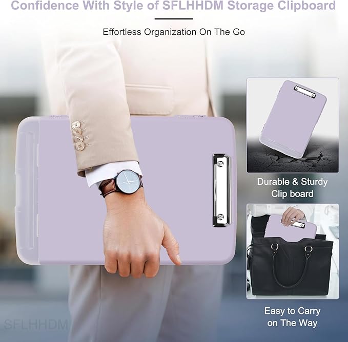 SFLHHDM Purple Clipboard, Clip Board 8.5x11, Teacher Clipboards with Storage, Plastic Clipboard with Pen Holder, Clipboards Storage for Women Teachers Work, School & Office Supplies