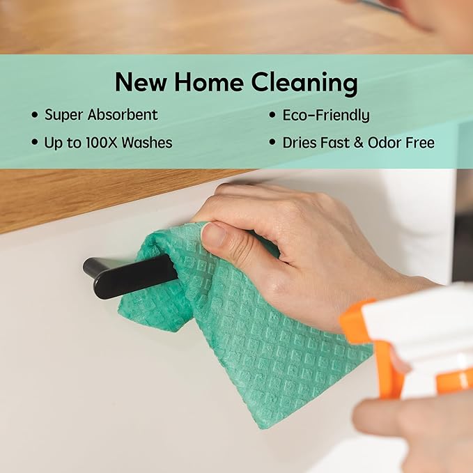 Swedish Dishcloths for Kitchen, 5 Pack Swedish Dish Cloths, Ultra Absorbent Reusable Paper Towels, Cellulose Sponge Cloths, Quick Drying, No Odor, Dishwasher Safe Mint Green