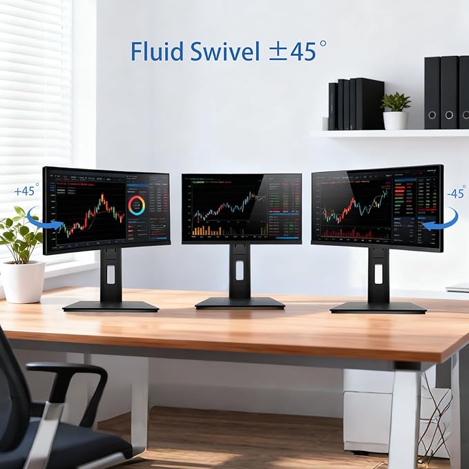 2026 Version Ergonomic VESA Monitor Stand, 150mm Spring Height adjustment,, Tool-Free Base, Swivel, Tilt & Rotation, for 22–26" Monitors, 5.95–7.28 lb, 100x100mm Vesa Mount (5.95～7.28LB)