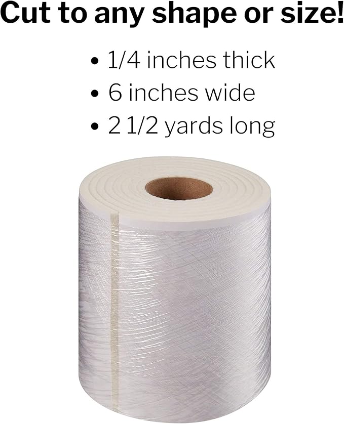 McKesson White Orthopedic Felt Roll with Adhesive Backing Rayon Splint and Cast Padding 1/4" x 6" x 2.5 Yards, 1 Count