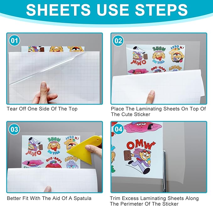 T&W SAME FILM 100 Pack Self Adhesive Laminating Sheets, 4mil, 8 x 11 Inch Laminator Sheets, Self Sealing Laminating Sheets for Laminator, Round Corner, No Heat, No Machine Needed