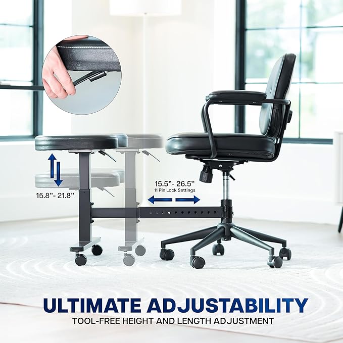 VIVO Height Adjustable Retrofit Footrest for Office Chair, Cushion Attachment Fits 2 inch Cylinders, Cross-Legged Sitting Option, Holds 242 lbs, Black, Chair-REST1
