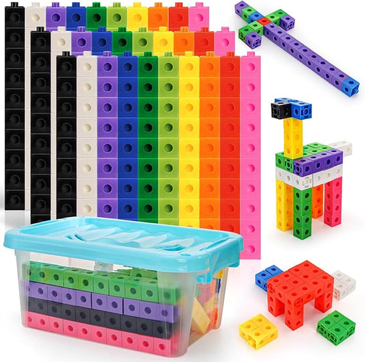 ZEAYEA 300 Pcs Linking Cubes with Storage Box, Counting Blocks for Math Learning and Fun Activities, Math Manipulatives Educational Supplies for Spatial Intelligence, Counting, Creativity