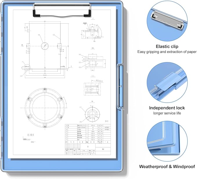 Hongri Clipboard with Storage, Blue 8.5 x 11 Folder Nursing Side Opening, Heavy Duty with Dual Compartment, Smooth Writing for Teachers, Classroom, Size 13.3 x 9.4 x 1.5 in, Office & School Supplies