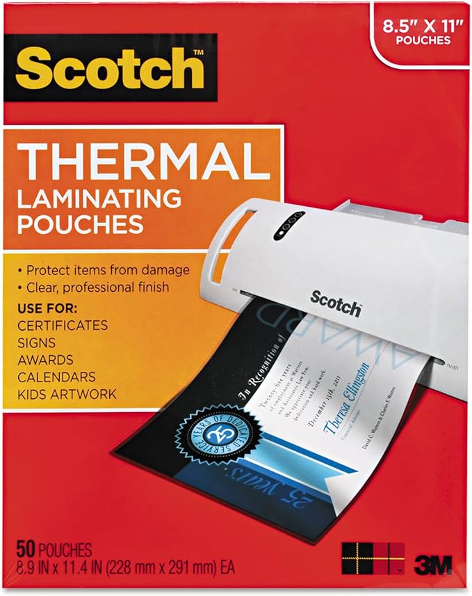 Scotch Photo Size Thermal Laminating Pouches, 5 mil, 6 x 4, 20/Pack
