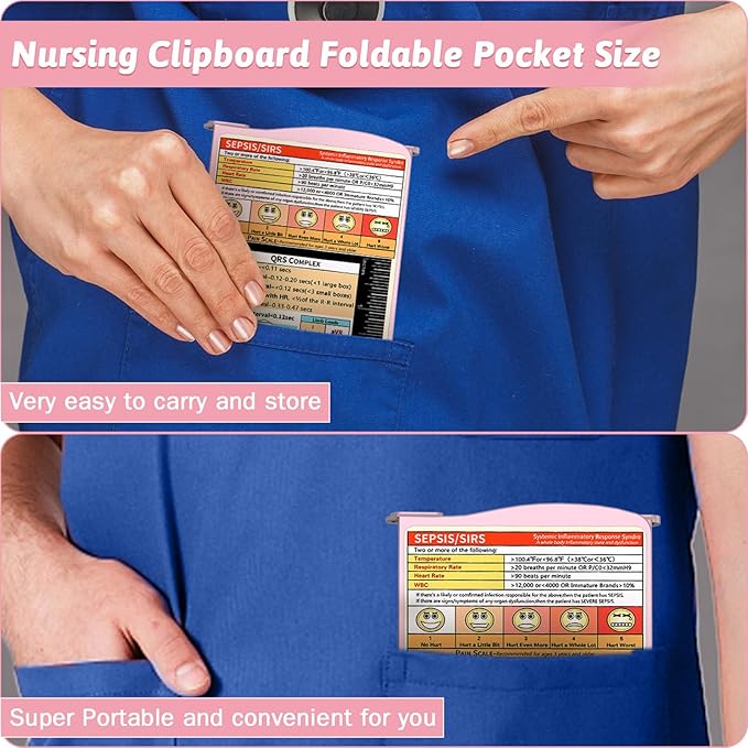 Nursing Clipboard Foldable Clipboard Medical: Edition Cheat Sheets Aluminum 3 Layers Foldable Clipboards Nursing Pocket Size Profile Clip Nurse Clipboards Notepad for Nurses Students and Doctors