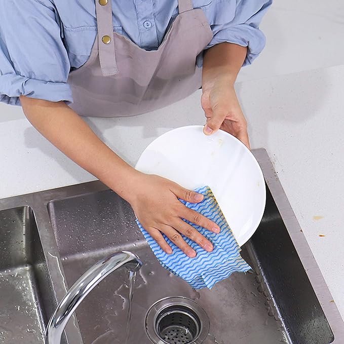 50 Pack Disposable Dish Cloths Heavy Duty Reusable Cleaning Cloths Dish Rags for Kitchen 23.6x11.8inches - 5Colors