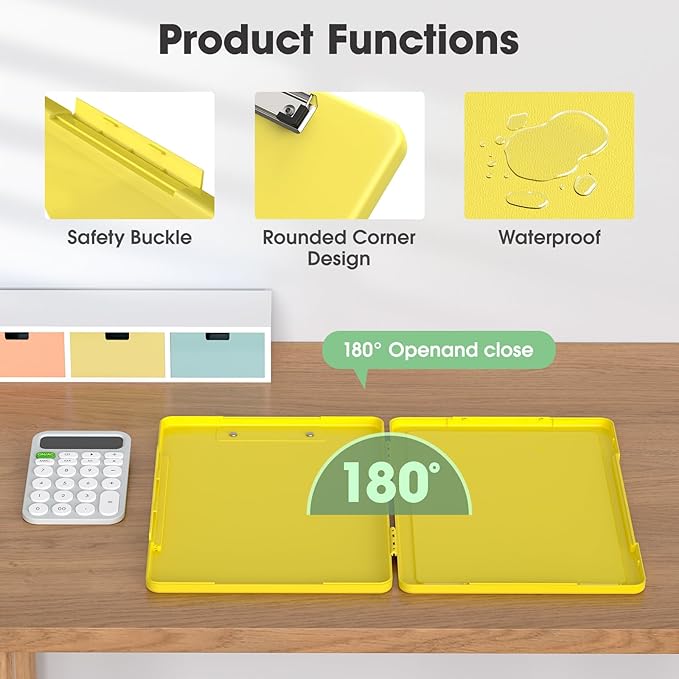 Legal Size Clipboard with Storage, High Capacity 8.5 x 14 Clip Board for Lawers, Folio & Side-Opening, Size 15 x 10 x 1.2 in, Yellow