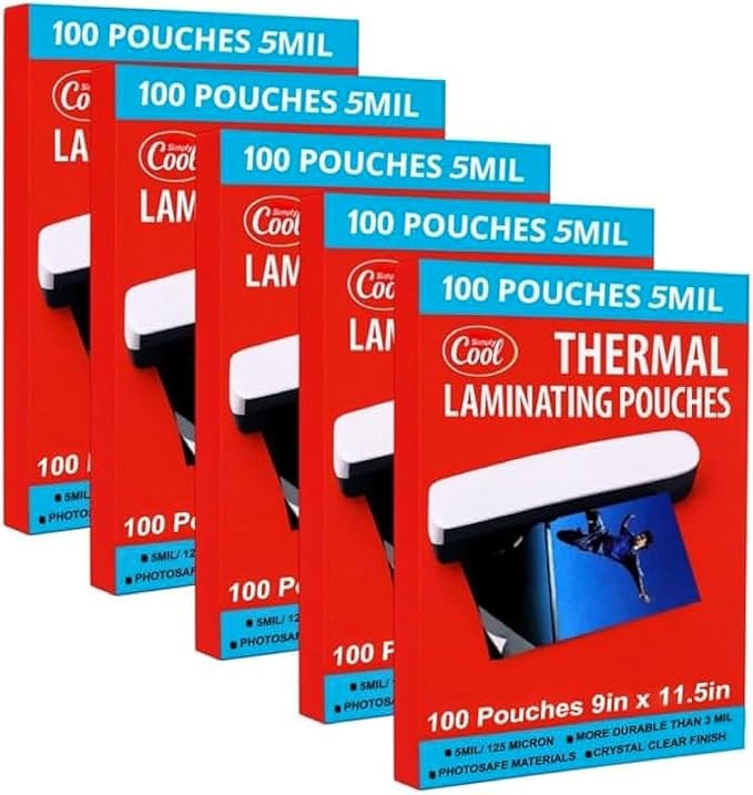 5MIL Thermal Laminating Sheets (500 Count) 9x11.5 inch, Letter Size Dry-Erase Friendly Laminating Pouches, Compatible with Laminators, Crystal Clear Laminated Finish