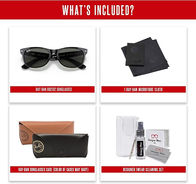 Ray-Ban RB2132 NEW WAYFARER 55MM Square Sunglasses For Men For Women +BUNDLE with ACCESSORY EYEWEAR KIT