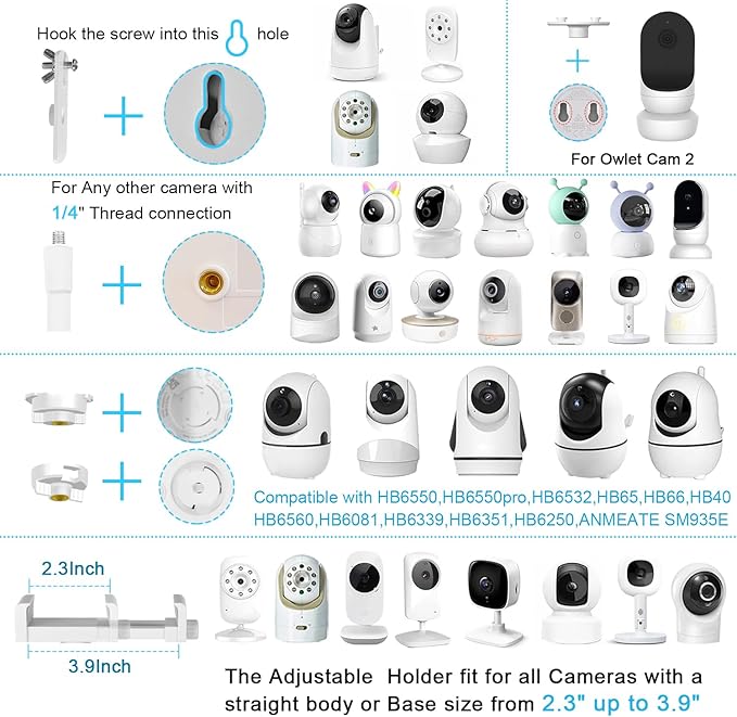 Baby Monitor Floor Stand Compatible with Hellobaby ,Infant Optics,Nanit Pro, Owlet Cam/Cam 2 Baby Monitor, Adjustable Height 67",Also fit for Cameras with 1/4 Thread Connection,Universal Camera Stand