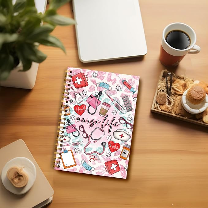 Guymn Pink Nurse Notebook Journal, Nurse Appreciation Gifts, Nursing Notebook, Nursing Medical Gifts Hardcover Spiral Notebooks 5.5x8.3 Inch