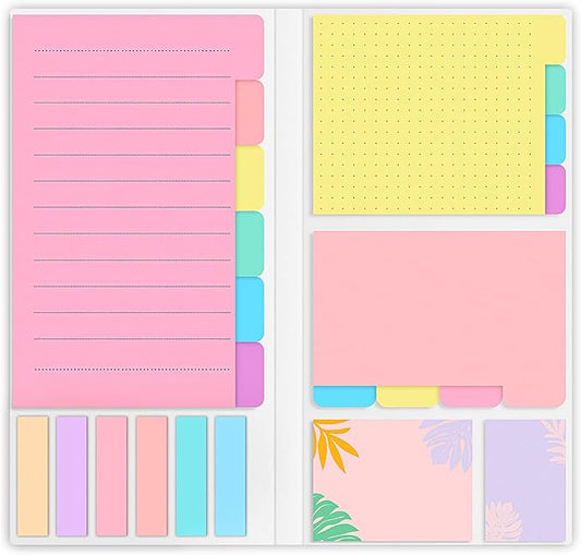 Sticky Notes Set, Post Self-Stick Notes Pads for Journaling Notebook Planner Study, Office Supplies College Essentials Back to School Supplies for High School Students Teen Girl Gifts Preppy