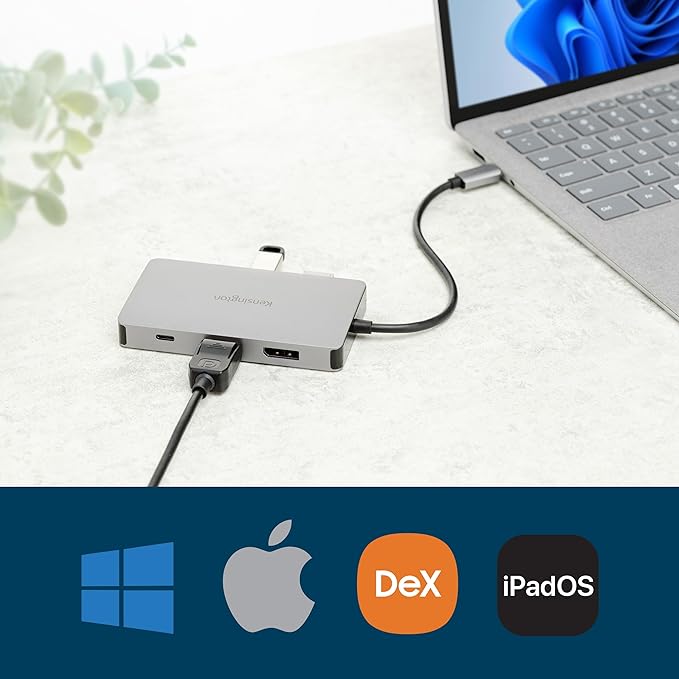 Kensington UH1450P Dual 4K Monitor USB Type C Hub, Laptop Docking Stations with Dual 1.4++ DisplayPort Ports, 85W Charging for Thunderbolt 3/4 and USB-C Devices, 2X USB-A, 1 USB Type C Port (K36900WW)