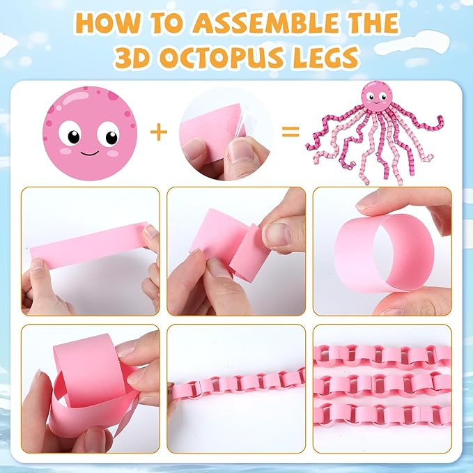 Justforjoyful 93 Pcs Sea Animal Bulletin Board Summer Classroom Decoration Under the Octopus Cutouts for Kids School Supplies Happy to Sea You Paper Wall Decor Summer Ocean Fish Cardstock Party Decor