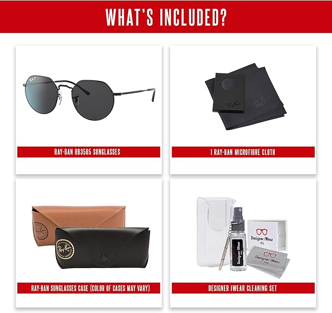 Ray-Ban Jack RB3565 Rounded Hexagonal Sunglasses for Men for Women +BUNDLE with ACCESSORY EYEWEAR KIT