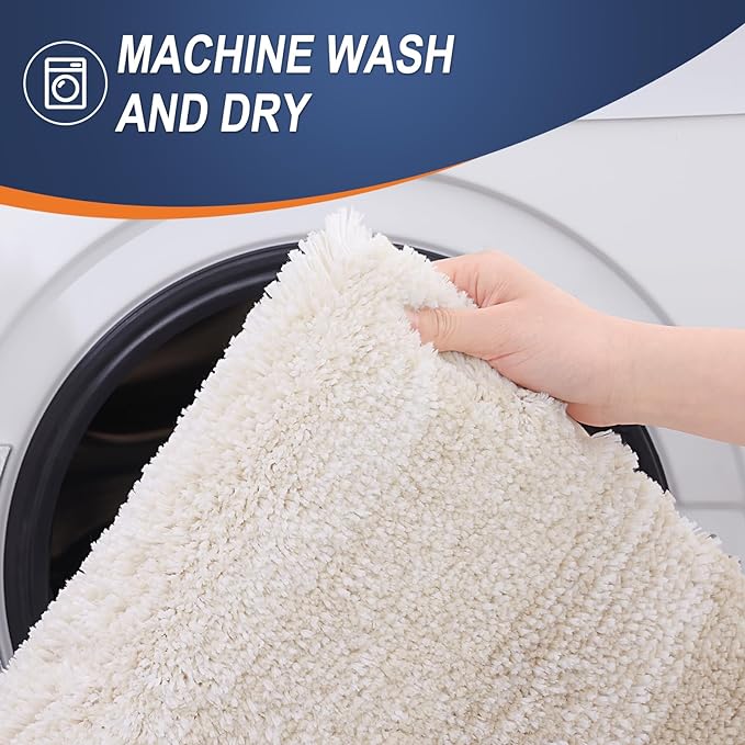 OLANLY Bathroom Rugs Mat 24x16, Extra Soft Absorbent Microfiber Bath Rugs, Rubber Backing, Quick Dry, Machine Washable Bath Mats for Bathroom Floor, Tub and Shower, Home Decor Accessories, Light Beige