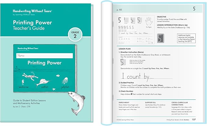 Handwriting Without Tears, 2nd Grade Printing Bundle, Age 7+, 2nd Grade+, Student Edition, Writing Journal & Teacher's Guide, School & Home, Language Arts, Tutoring, Tiny Pencils Included