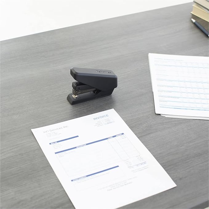 Fellowes LX840 EasyPress Office Stapler, Effortless One-Touch Small Stapler for Classroom, Home and Office, Holds Half Strip of Staples, 25 Sheet Capacity, Black