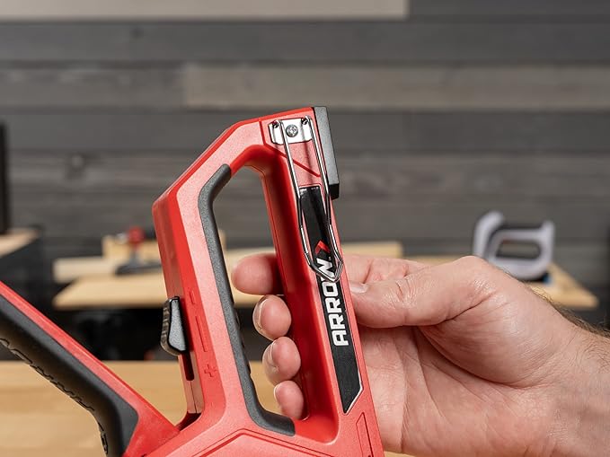 Arrow T501 5-in-1 Manual Staple and Nail Gun, Wire Stapler, and Brad Nailer for Wood, Upholstery, Construction, Insulation, Crafts, Fencing, and Cable, Black/Red