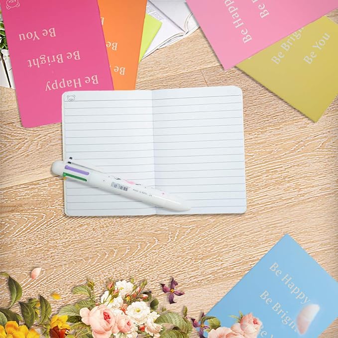 Yansanido 12 Pcs 4.9 Inch x 3.5 Inch Pocket Notebook 24 Sheets (48 Pages) 7mm College Ruled 70 Gsm Paper (12)