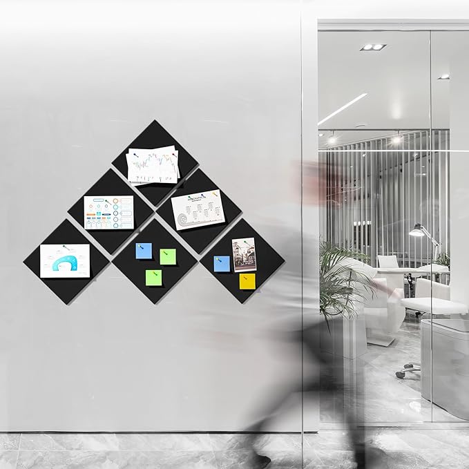 MaxGear Large Felt Bulletin Board 36" x 24", Cork Board Alternative, 6 Pack Black Felt Wall Tiles with Push Pins, Cork Boards for Walls Pin Board for Office & HomePanels