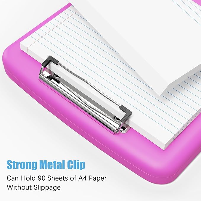 Hongri Clipboard with Storage with Pen Holder, Folder Nursing Clip Board 8.5 x 11 Foilo-Side Opening, High Capacity, Light Weight for Teachers, Classroom. Size 14 x 9.6 x 1.2 in(Light Red)